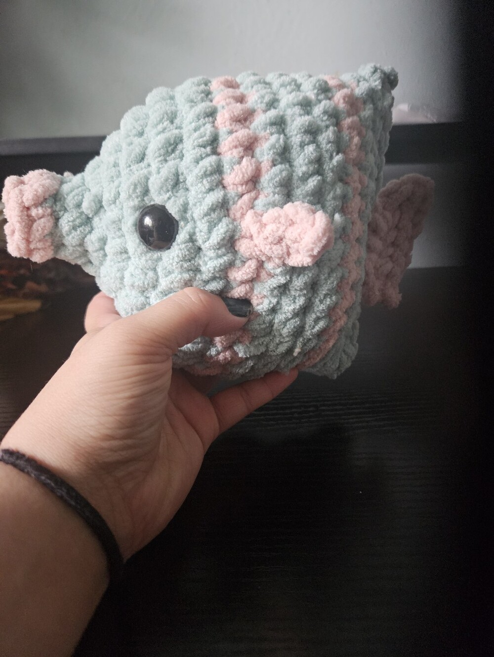 Crochet Blue And Pink Angelfish Plush Amigurumi